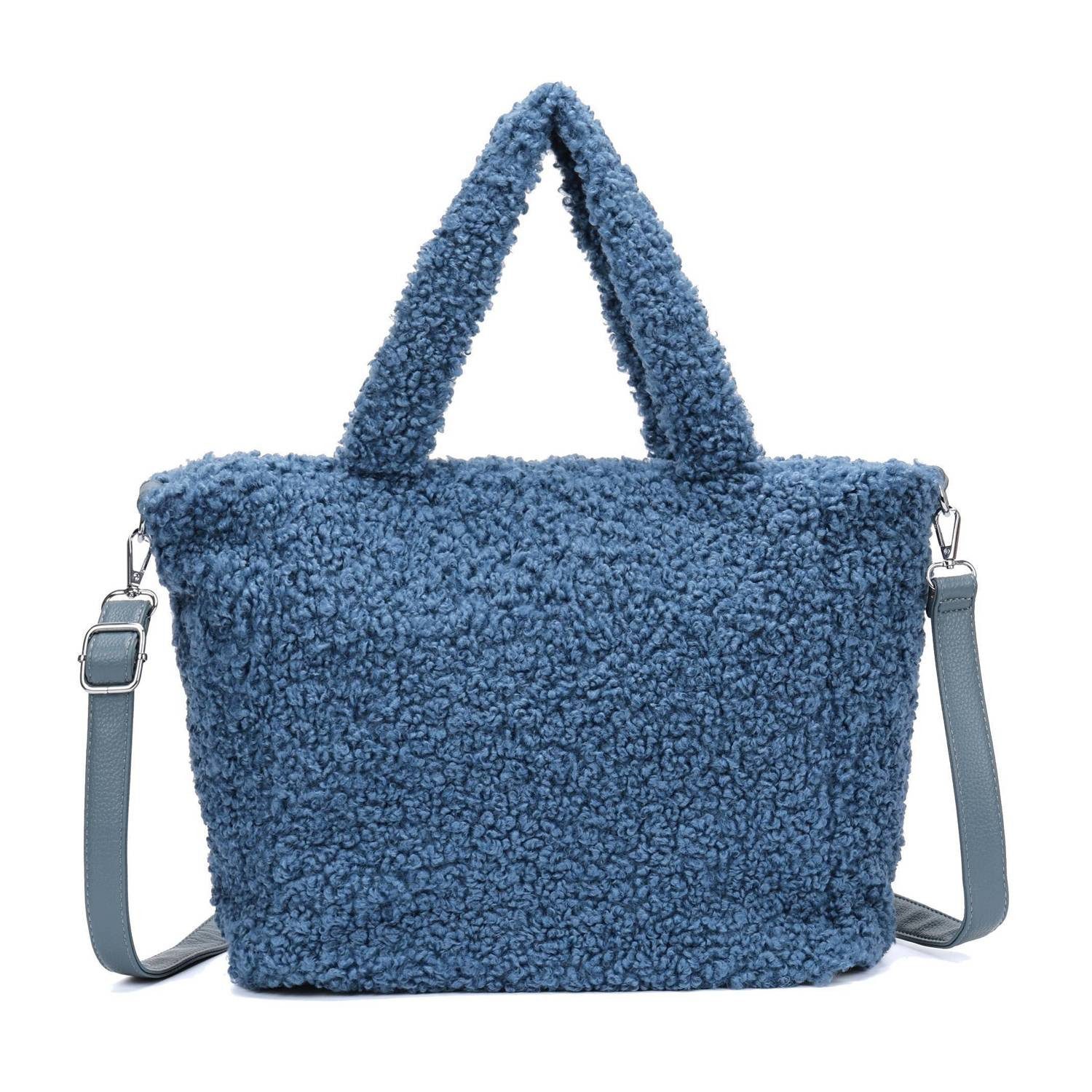 ITALYSHOP24 Schultertasche DAMEN TEDDY Plüsch Shopper TASCHE Tote Henkel Bag Schultertasche Hobo, Felltasche Umhängetasche Wintertasche Beuteltasche Weekender Kunstpelz