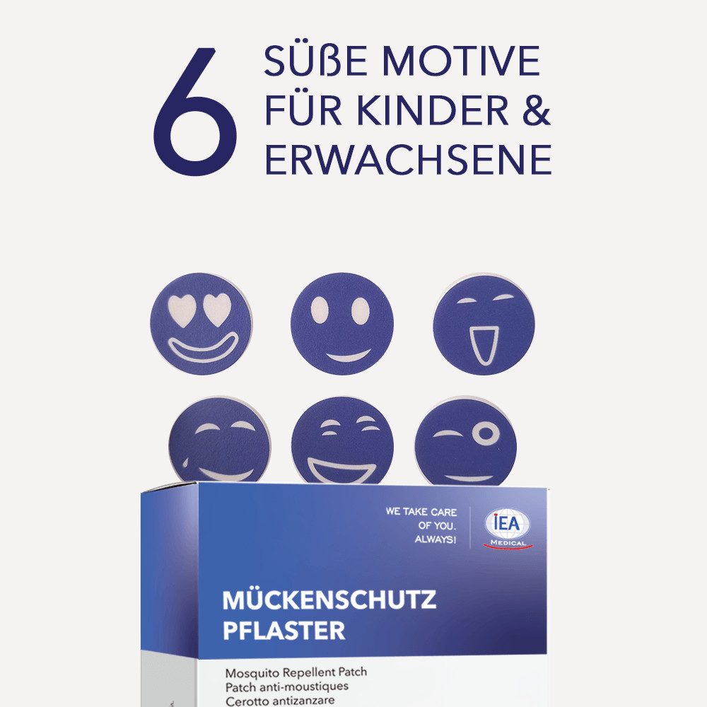 IEA Medical Insektenstichpflaster Mückenschutzpflaster Kinder (Multipack, 60 St., 10 x 6 Stück), Mückenschutz ohne Spray, Citronella Sticker, Reiseapotheke & Outdoor
