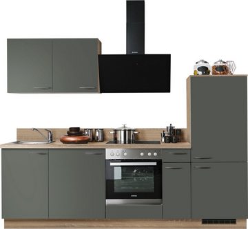 Kochstation Küchenzeile Scafa, vormontiert, mit höhenverstellbaren Füßen, vormontiert, wahlweise mit E-Geräten, mit Soft-Close, Breite 260 cm