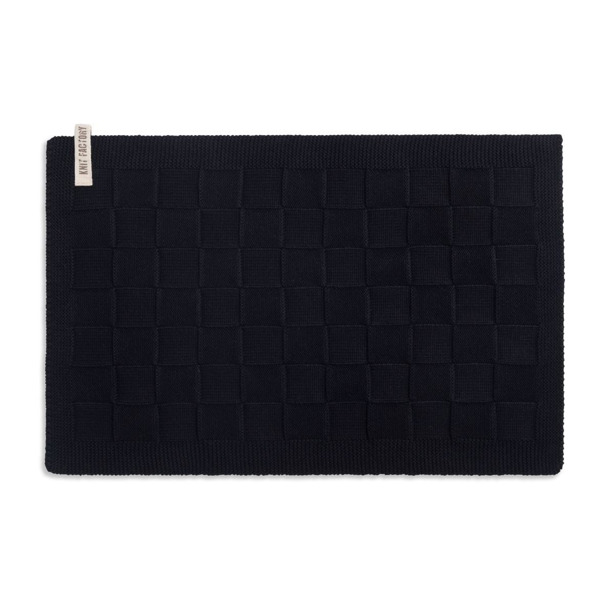Knit Factory Tischdecke Uni Tischsets 50x30 cm Glatt Schwarz