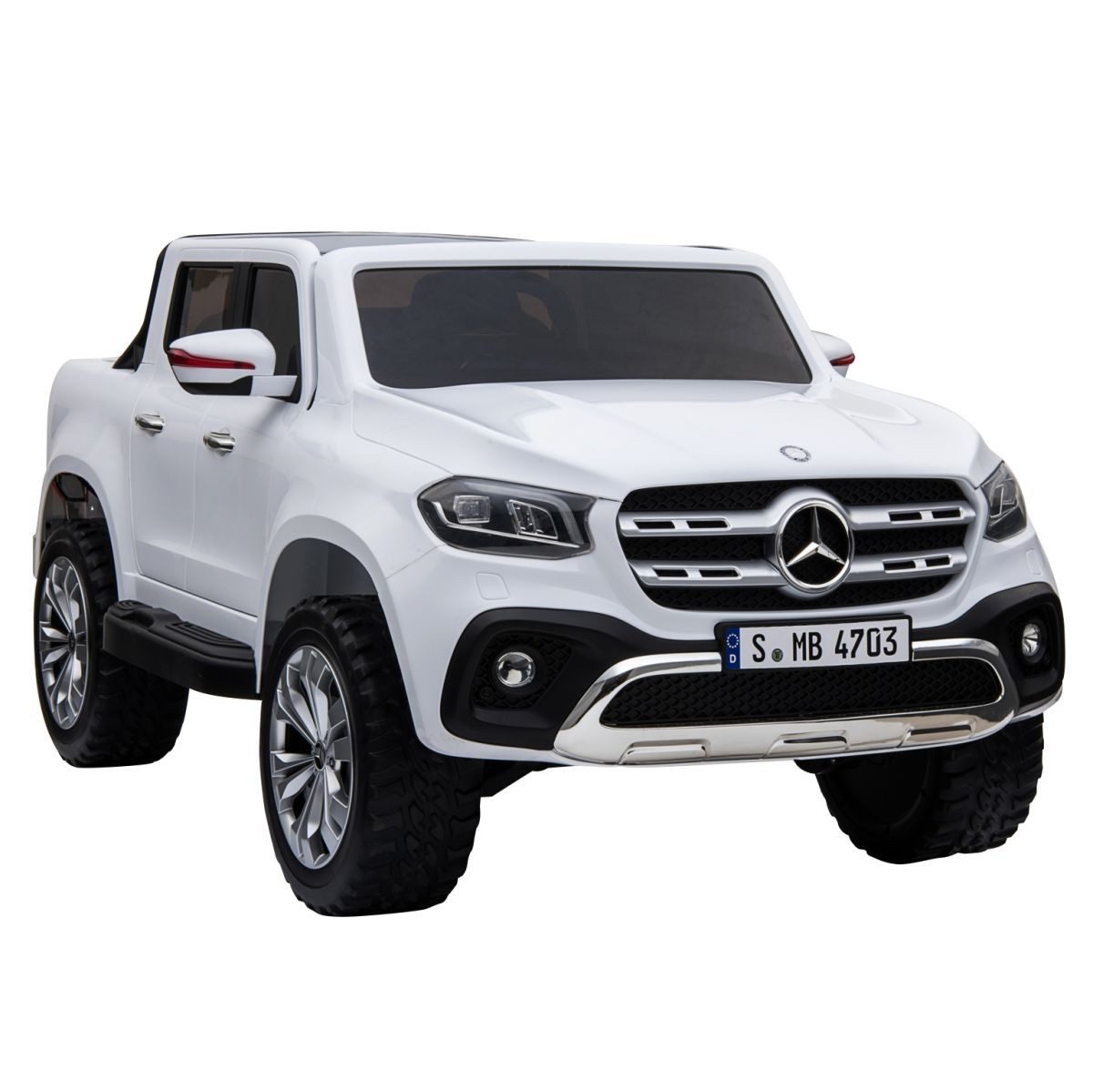 Hecht Elektro-Kinderauto lizenzierter MERCEDES XMX 606 bis 8 km/h mit Fernbedienung, Belastbarkeit 50 kg, Radio, Scheinwerfer, 4WD 2WD, Hupe, AUX, USB, 10 Ah/12V Akku