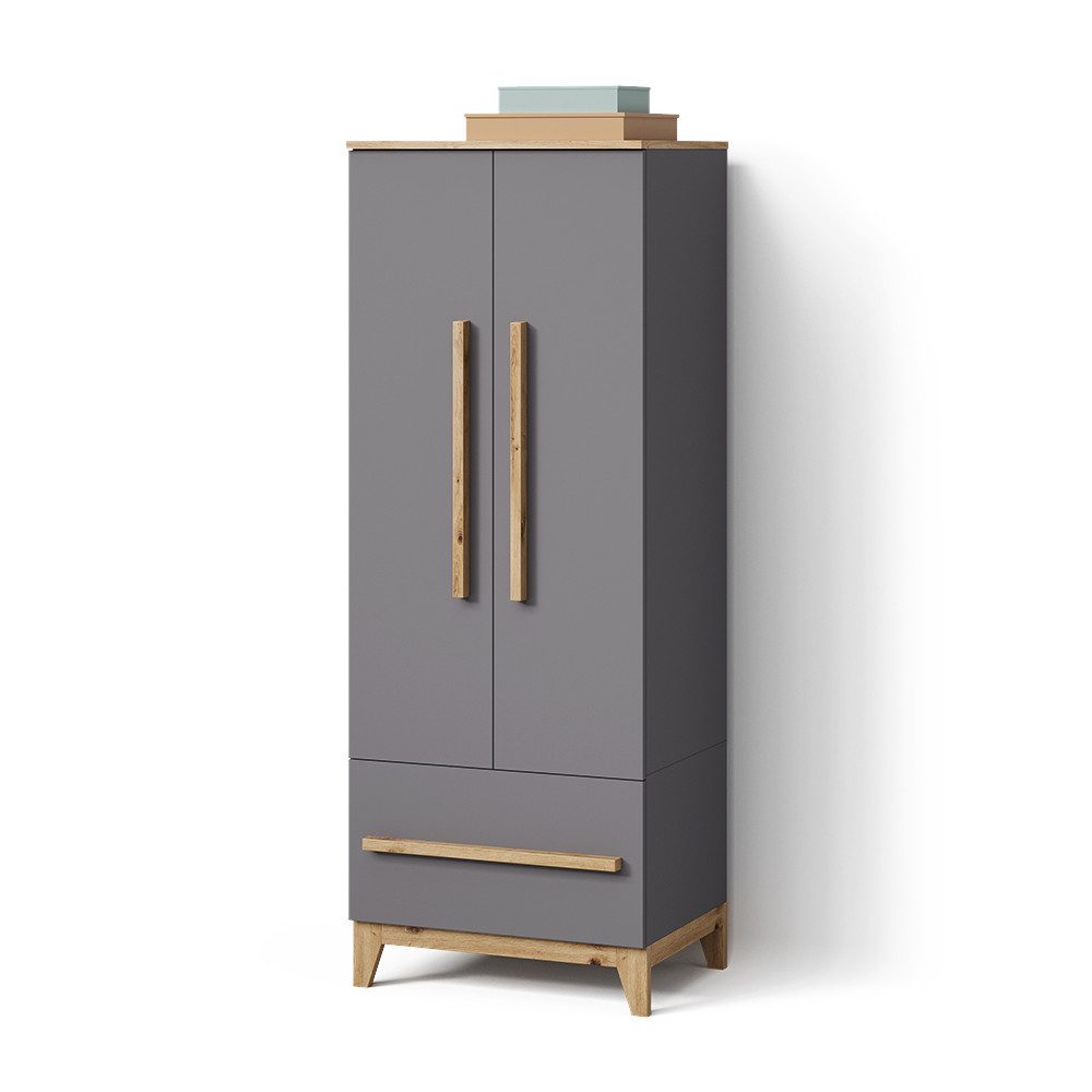 Livinity® Kleiderschrank Mailo, Grau/Artisan/Artisan, 70 x 186.8 cm mit 4 Schubladen (1-St)