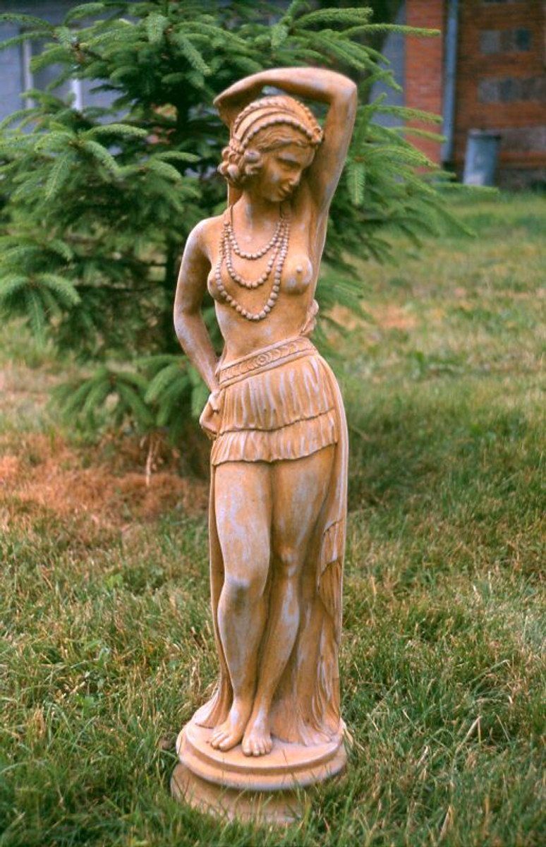 Casa Padrino Skulptur Jugendstil Skulptur Tänzerin Antik Stil 21 x H 75 cm Antikstil Erdfarben - Barock Gartendeko - Schwer und Massiv