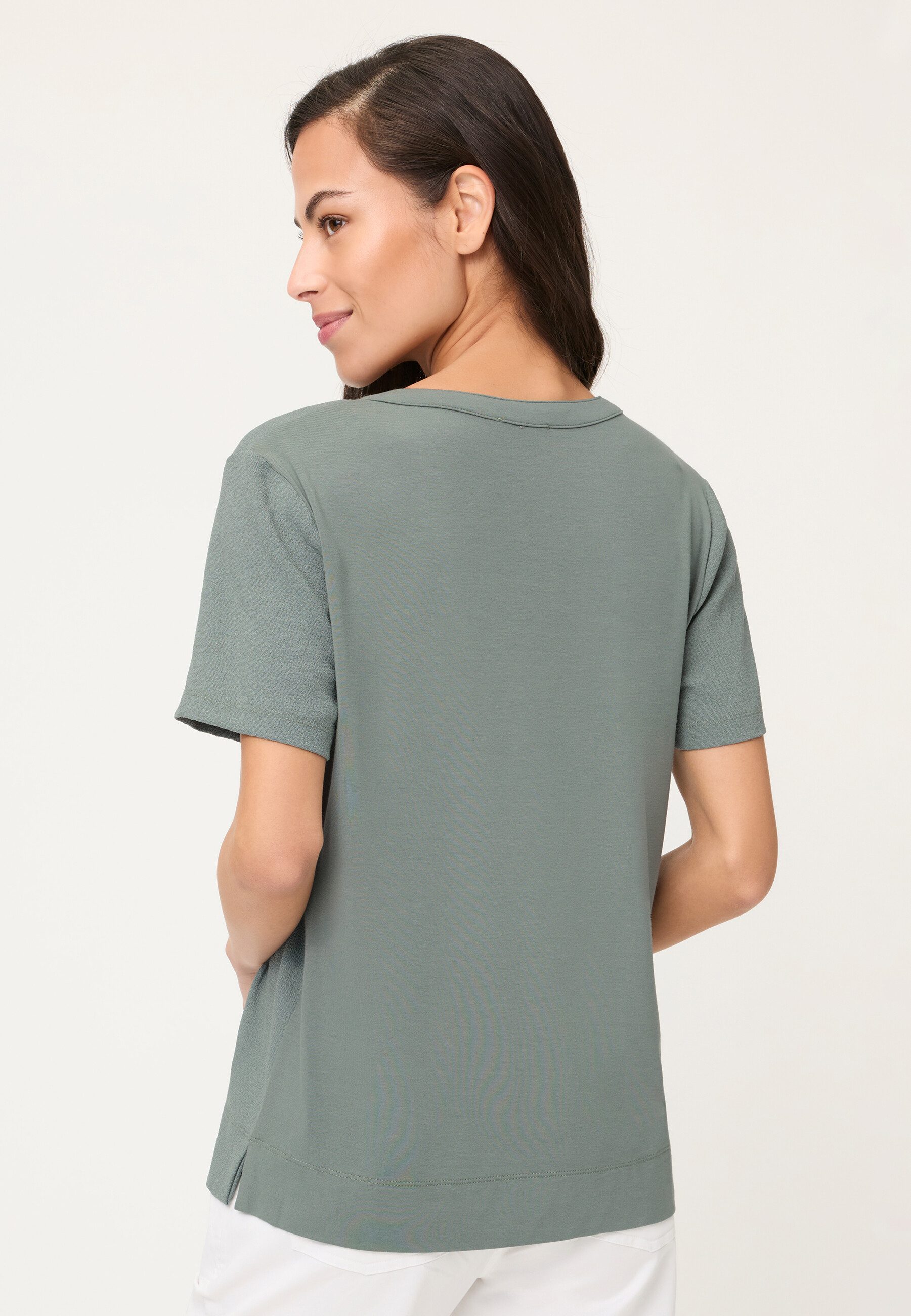 Olsen T-Shirt Shirt im Materialmix mit Tunikaausschnitt