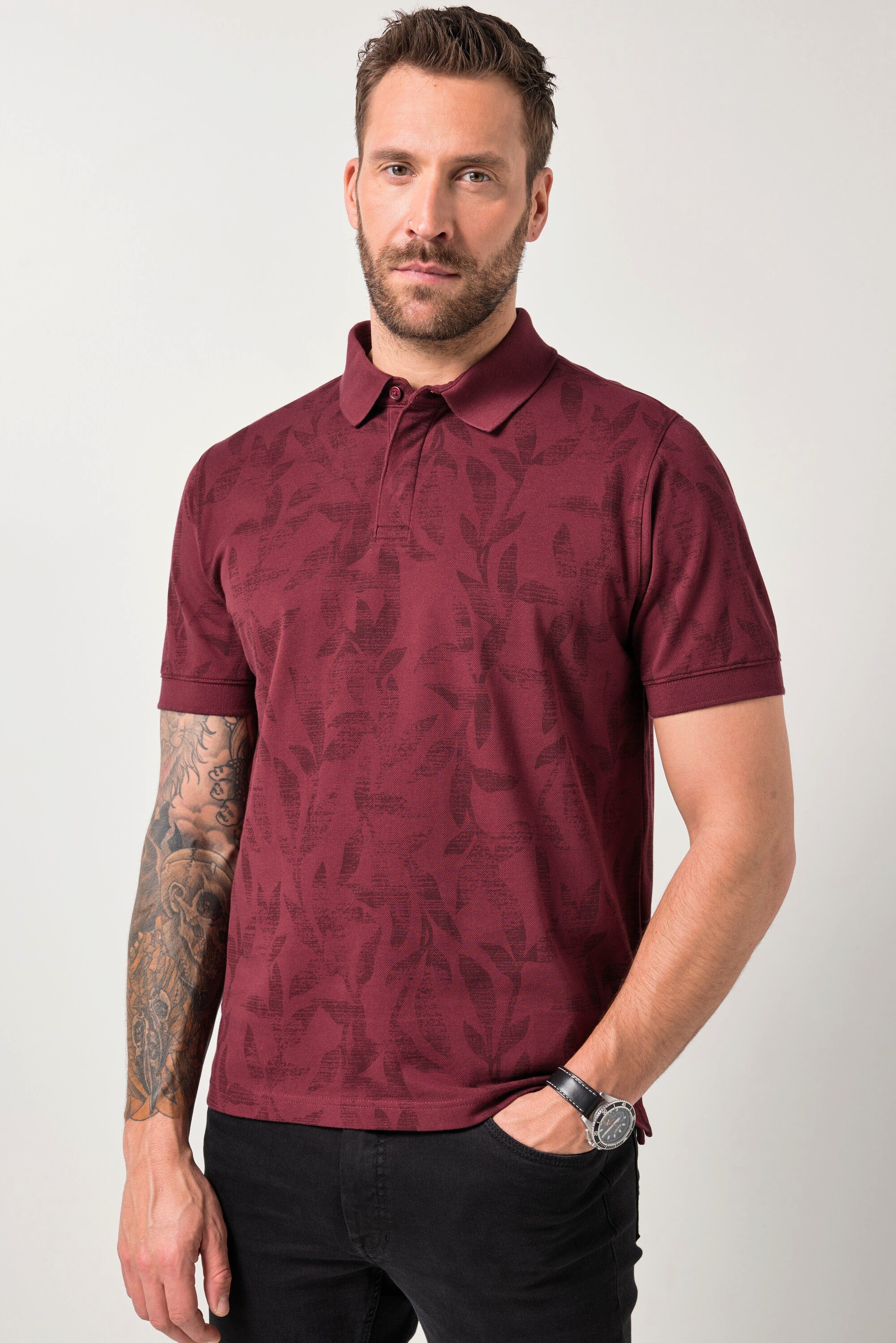 JP1880 Poloshirt Poloshirt Halbarm Piqué Alloverdruck bis 8 XL