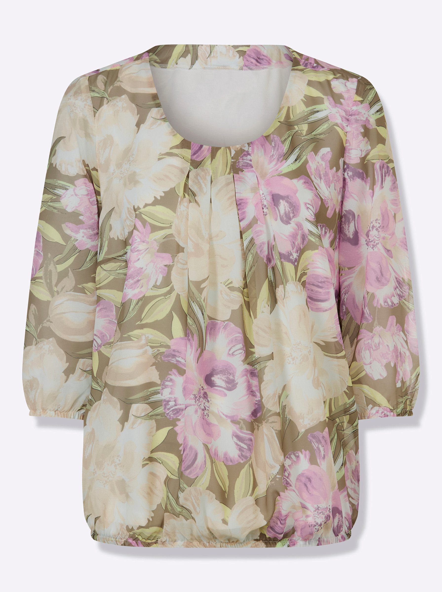 Klassische Bluse Georgette-Bluse 3/4-Arm