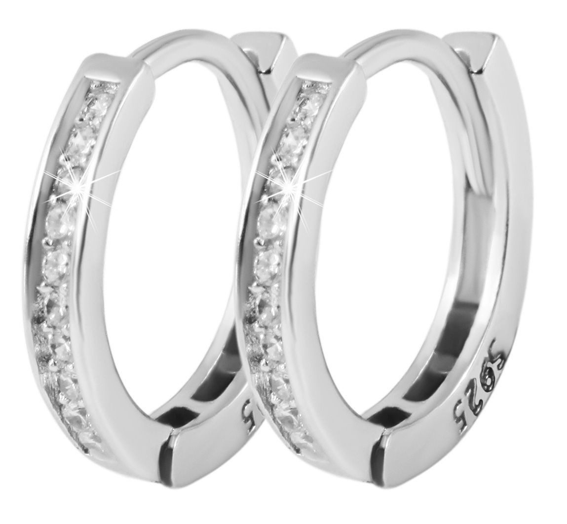 Klappcreolen Ohrringe – Klappcreole aus 925 Silber mit Zirkonia
