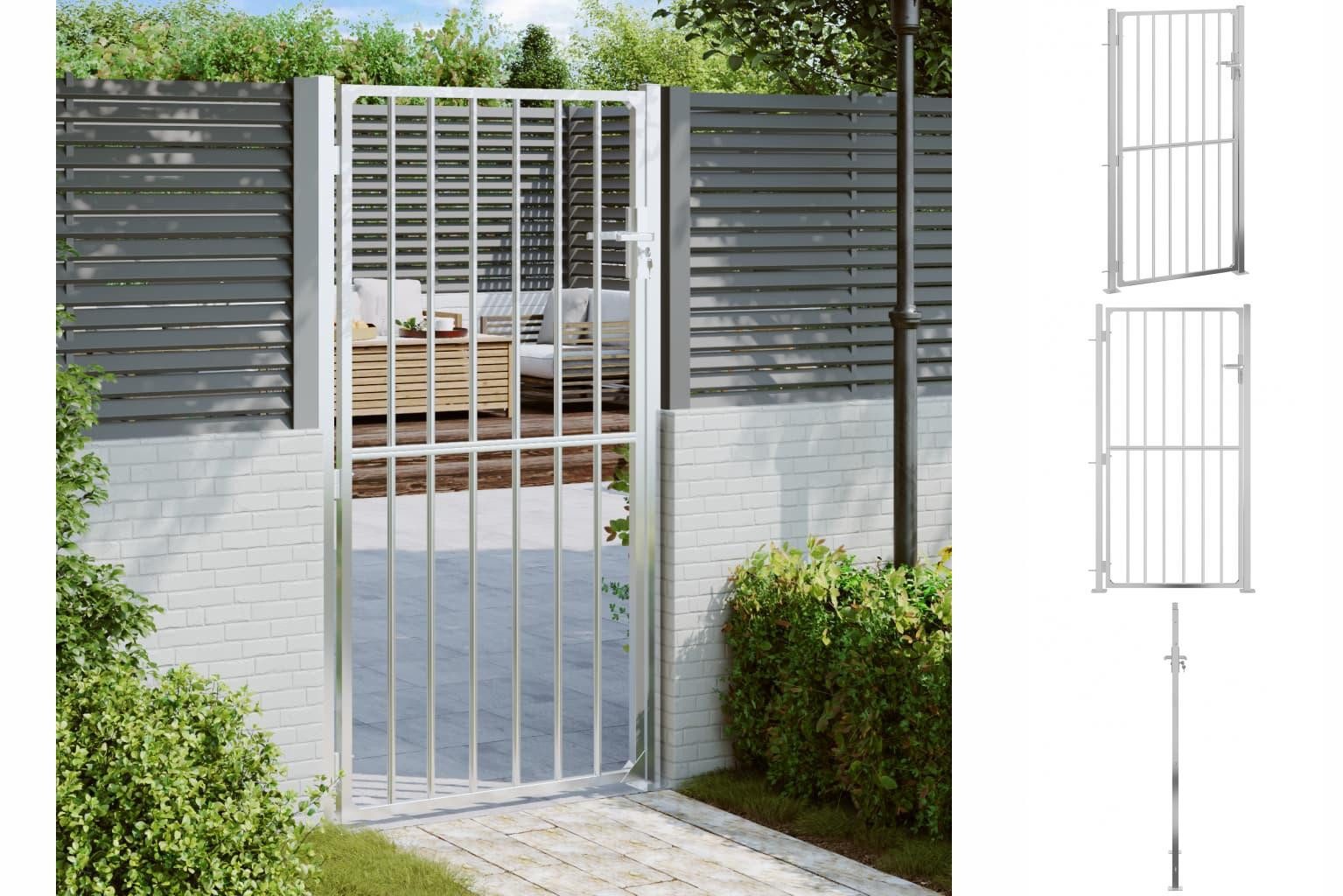 vidaXL Gartentor Gartentor 100x180 cm Edelstahl Zauntor abschließbar