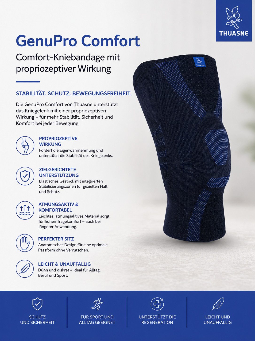 Thuasne Kniebandage GenuPro Comfort mit propriozeptiver Wirkung