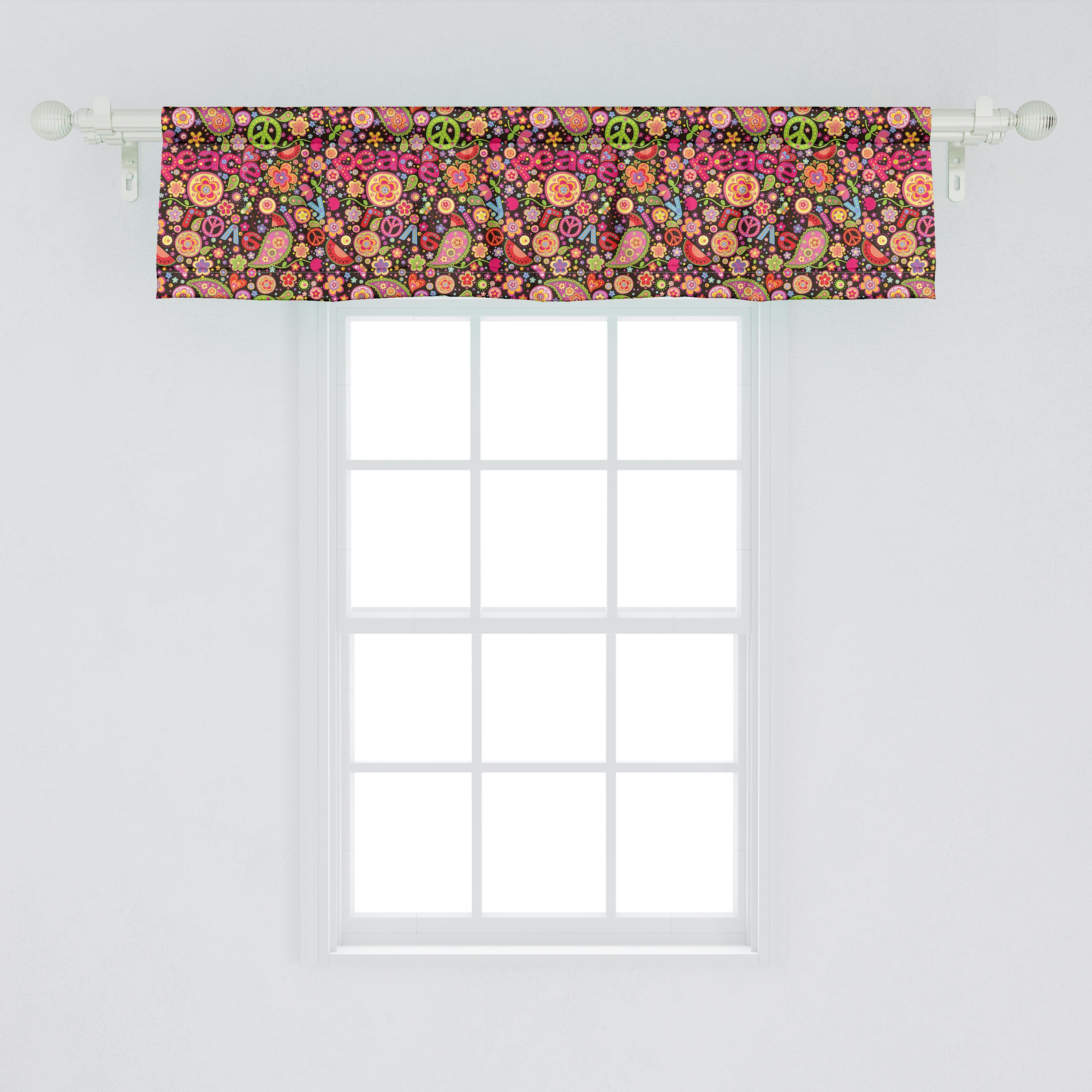 Dekor Microfaser, Stangentasche, für Hippie-Paisley-Blätter Volant Vorhang mit Schlafzimmer Abakuhaus, Scheibengardine toll Küche