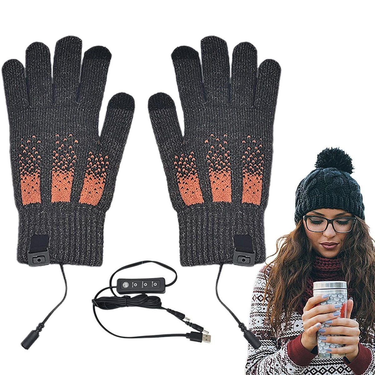 Touchscreens götäzer des Einstellbare Temperatur aus Skihandschuhe der Handschuhe leitfähiger Grau Temperatur, Gewebe Fingerspitzen besteht einstellbaren