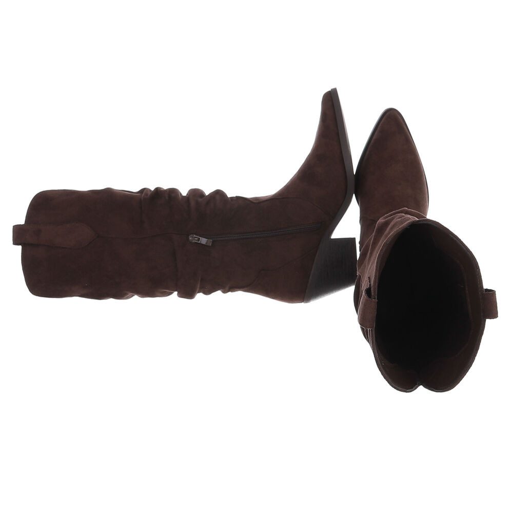 Ital-Design Damen Westernstiefel mit Blockabsatz und hohem Schaft Westernstiefel (92002460) Blockabsatz Stiefel in Braun
