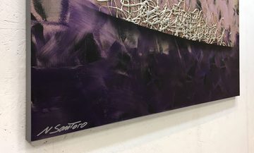 WandbilderXXL Gemälde Enflammed Purple 120 x 80 cm, Abstraktes Gemälde, handgemaltes Unikat