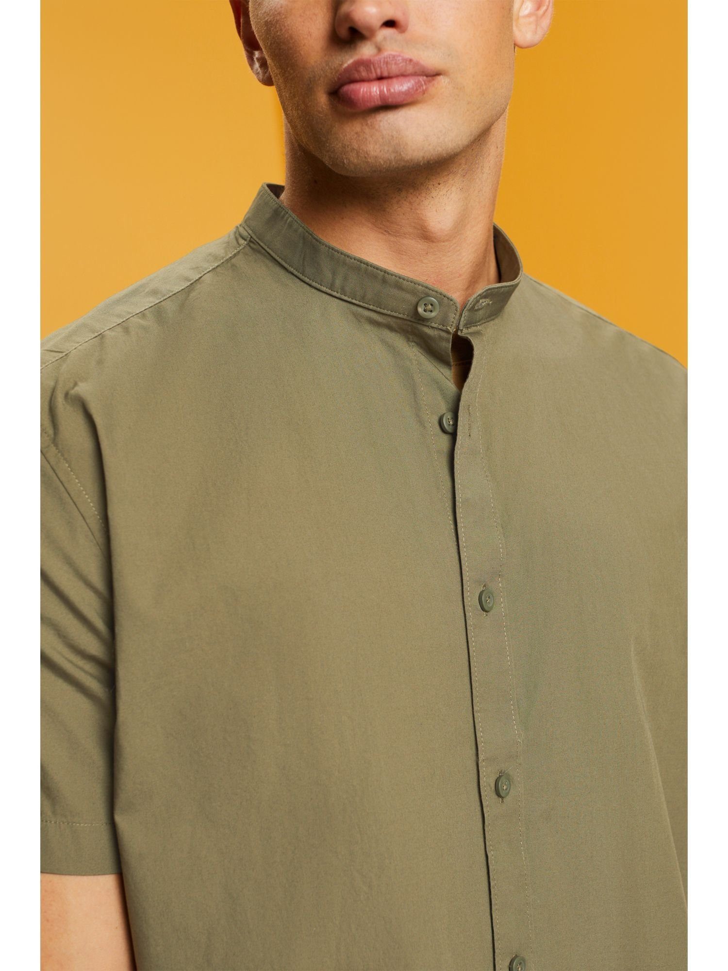 GREEN Baumwollhemd KHAKI mit Kurzarmhemd Stehkragen Esprit