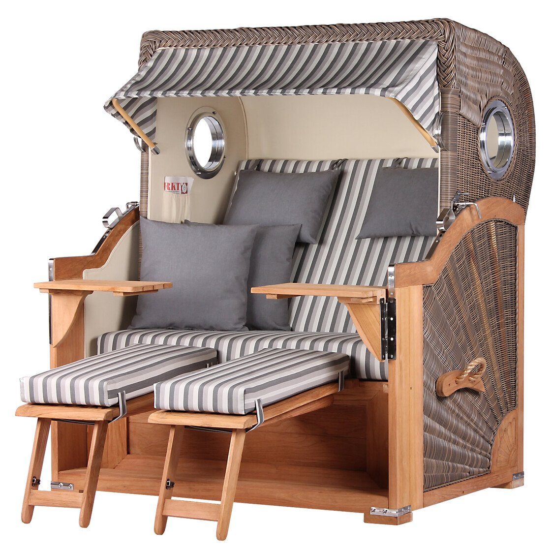 bene living Strandkorb Königssee 2,5Sitzer Teak PE grau Modell 545