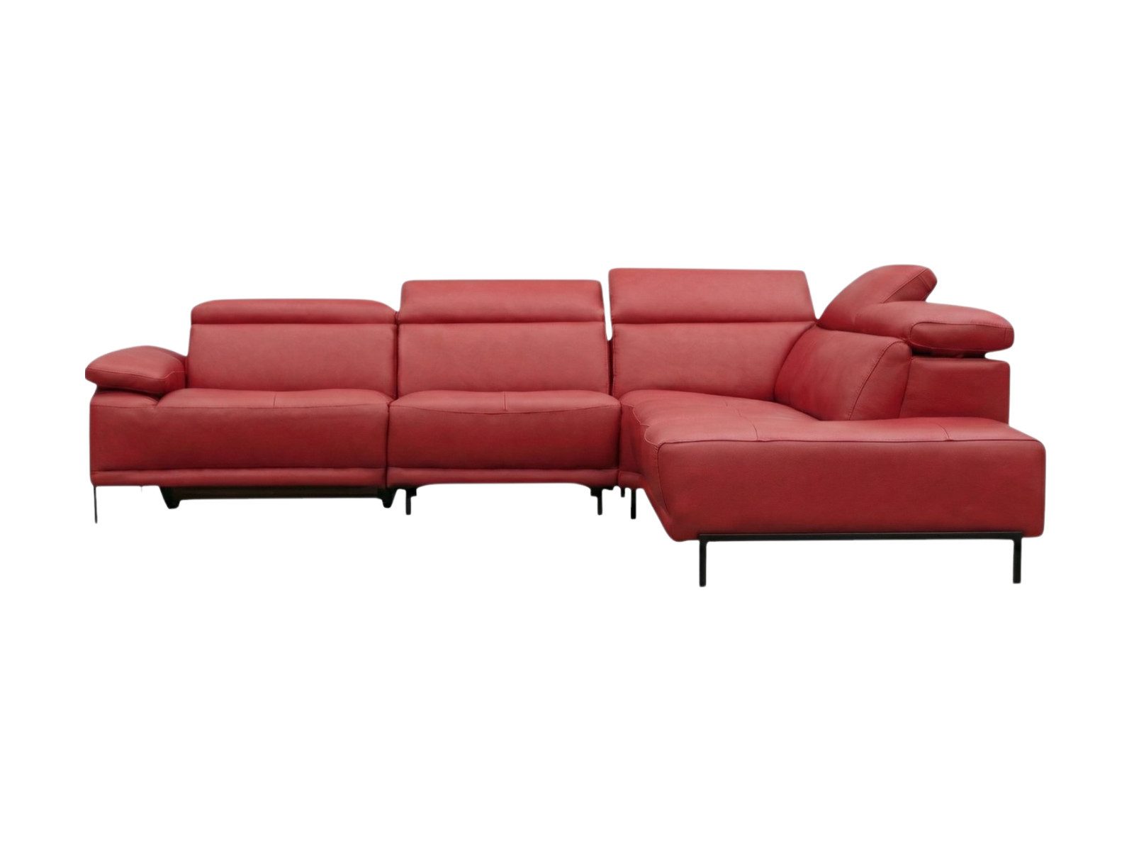 Villa Möbel Ecksofa Linus, L-Form 1 Teile, Echtleder-Ecksofa mit Kopfteilverstellung fürs Wohnzimmer