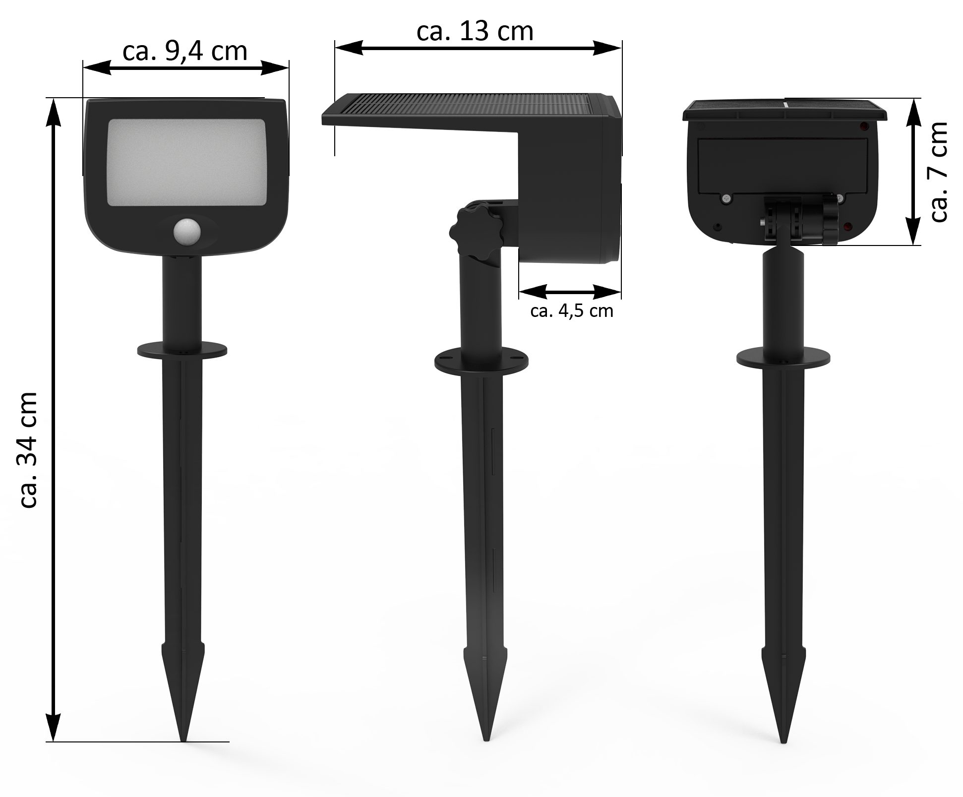 Northpoint Bewegungsmelder LED Solar Strahler Fluter Sicherheitsleuchte mit Funk, (3-St) – Bild 3 von 5