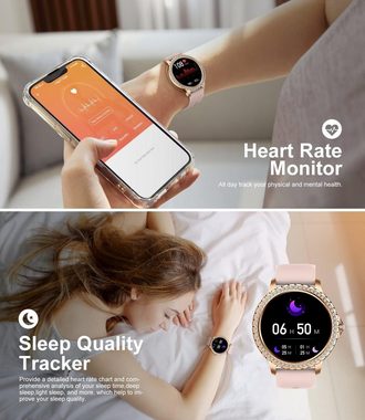 Lige Smartwatch (1,32 Zoll, Android iOS), Sport Fitness Activity Tracker Weiblich Full Touch Screen Herzfrequenz