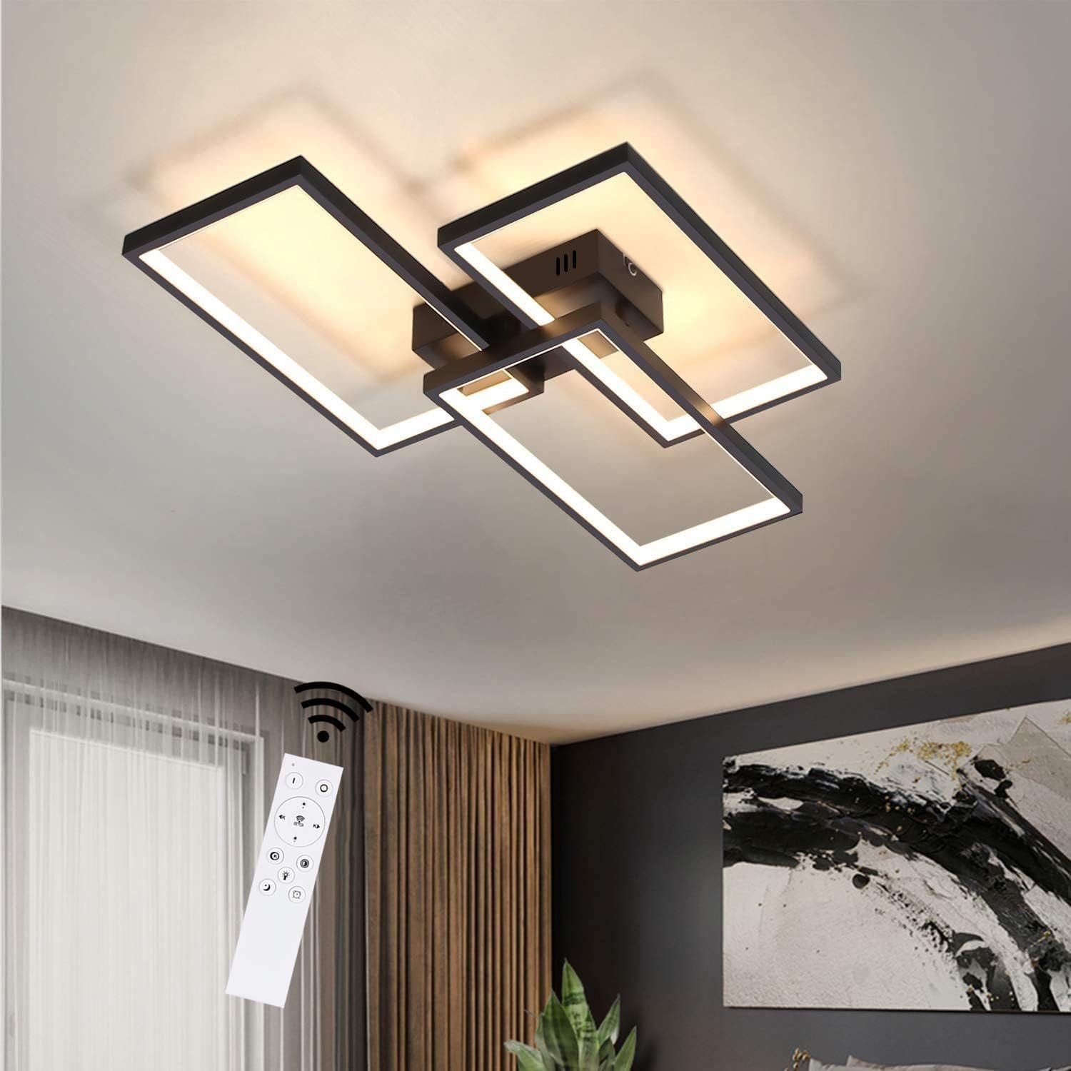 ZMH LED Deckenleuchte dimmbar mit Fernbedienung 63W Weiße Wohnzimmerlampe, LED fest integriert