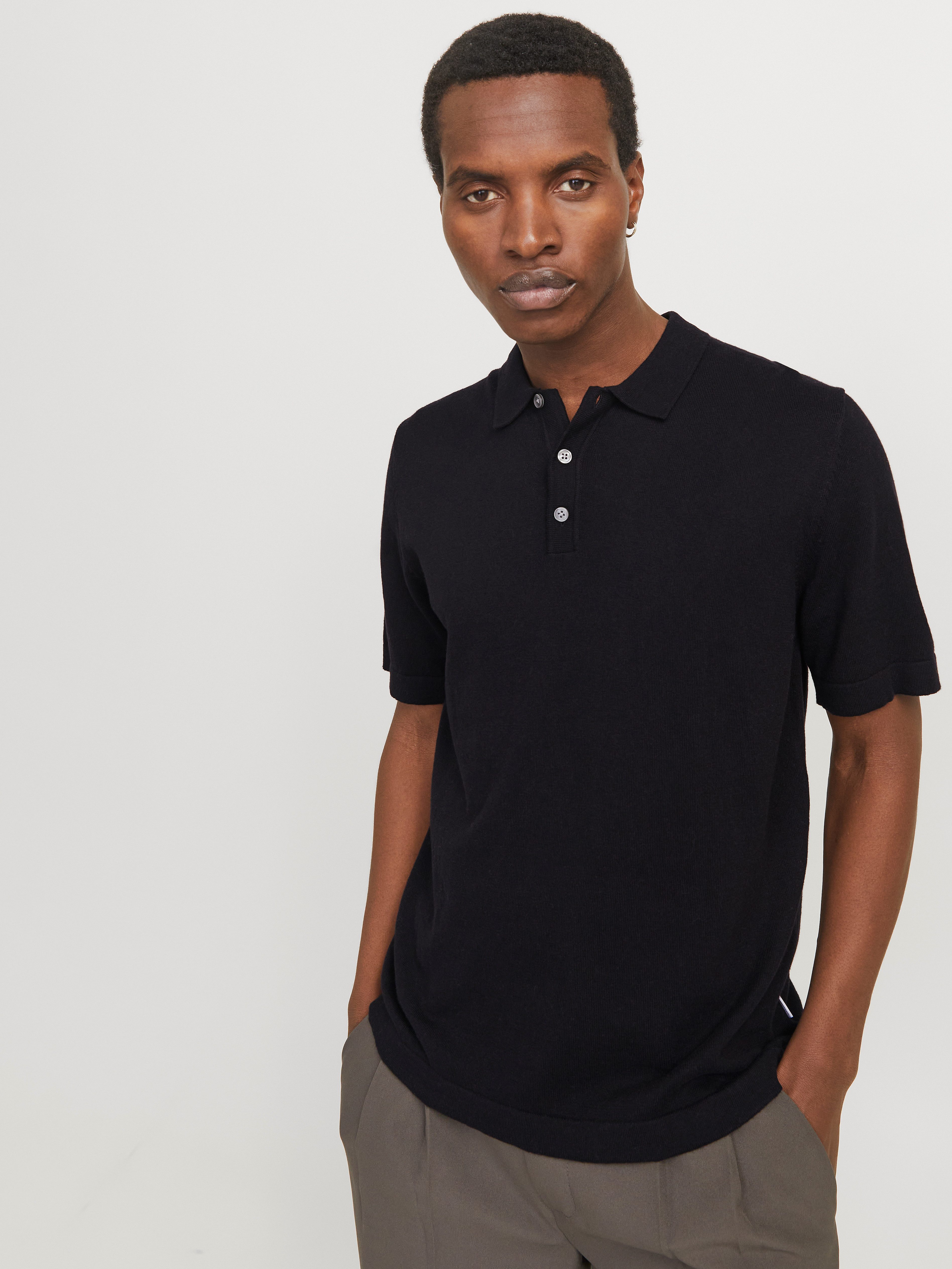 Kurzarmpullover JJEEMIL KNIT RELAXED POLO SS SN