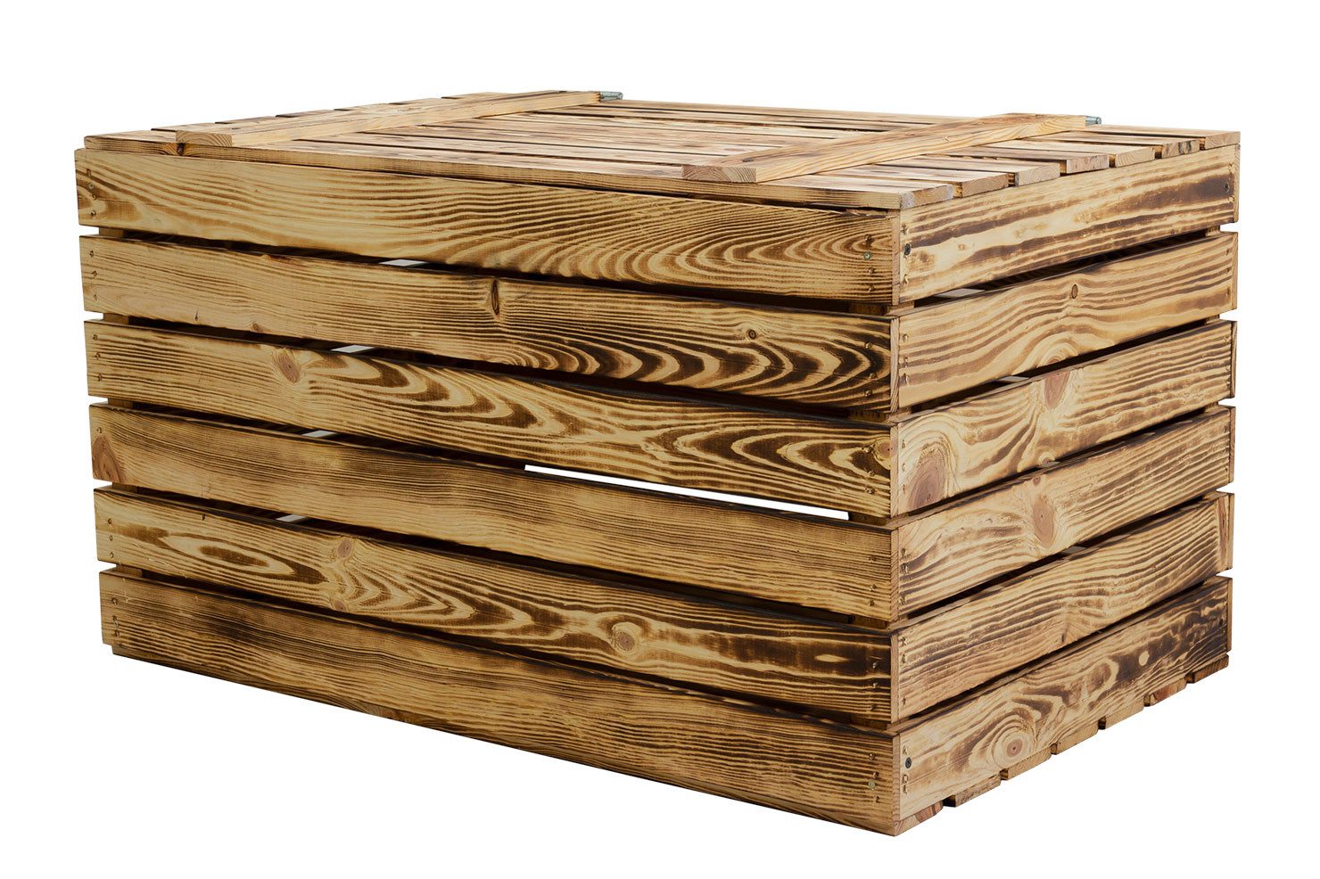Kistenkolli Altes Land Allzweckkiste Grosse Holztruhe 80er geflammt mit Deckel 80x50x39cm (Spar-Set, 1er Set)