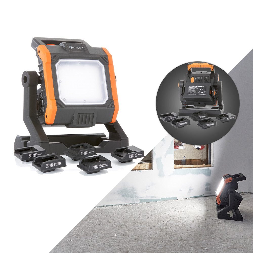 Northpoint LED Baustrahler Arbeitsstrahler 4000lm dimmbar 35W kompatibel mit 8 Akkusystemen