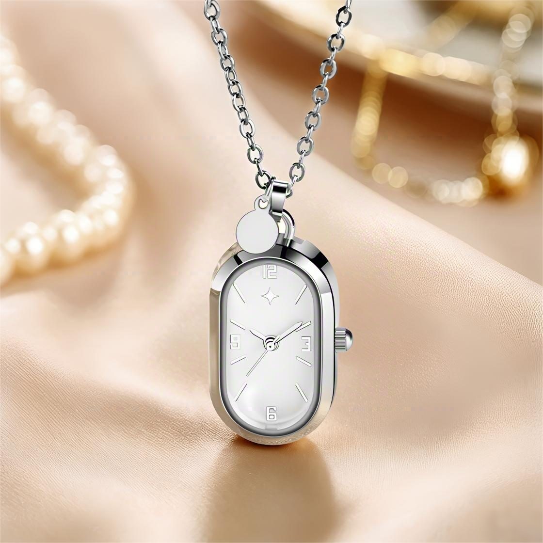 ibettertec Quarzuhr Damenuhr,Kette mit Anhänger,Damenhalskette mit Uhr, (Schmuck, Geschenk, für Damen,Länge verstellbar), Edelstahlkette,Damenuhr,Elegante Uhrenkette,3ATM wasserdicht