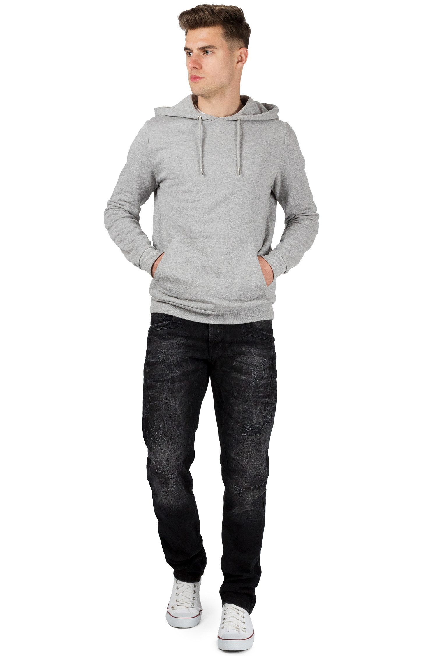 Cipo & Baxx Regular-fit-Jeans Herren Regular Fit Hose Stonewashed BA-CD104 (1-tlg) Destroyed-Look mit verstärkten Löchern und Used-Look