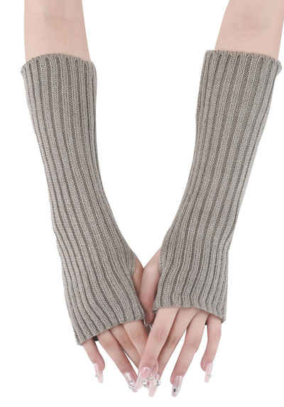 Daisred Strickhandschuhe 2 Paar Halb Fingerlose Handschuhe, Damen Pulswärmer Winter
