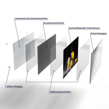 DEQORI Schneidebrett 'Zitronen und Wasserperlen', Glas, Platte Frühstücksbrett Schneideplatte