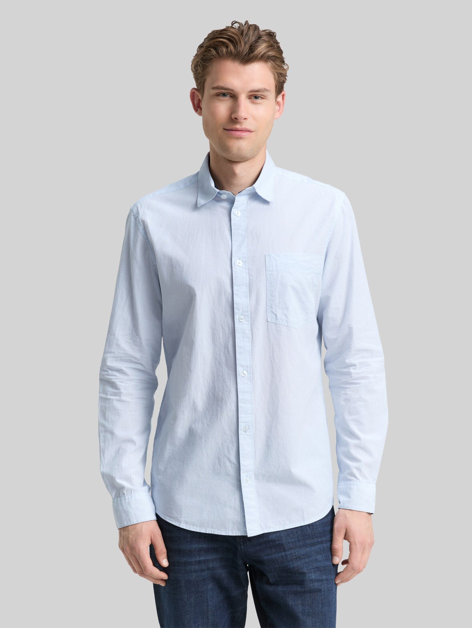 TOM TAILOR Langarmhemd Blusen & Shirts Fitted Hemd aus Baumwolle