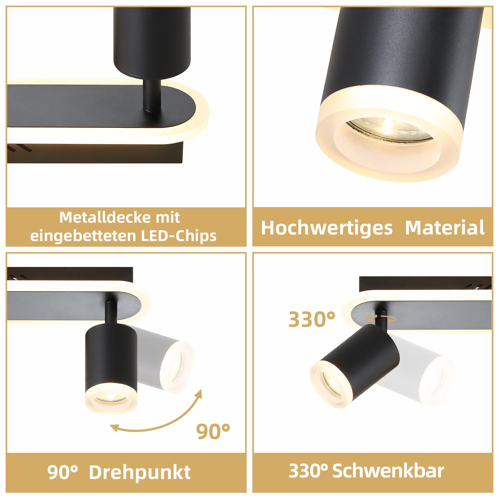 Nettlife LED Deckenstrahler Schwarz 2/3/4 Flammig günstig online kaufen