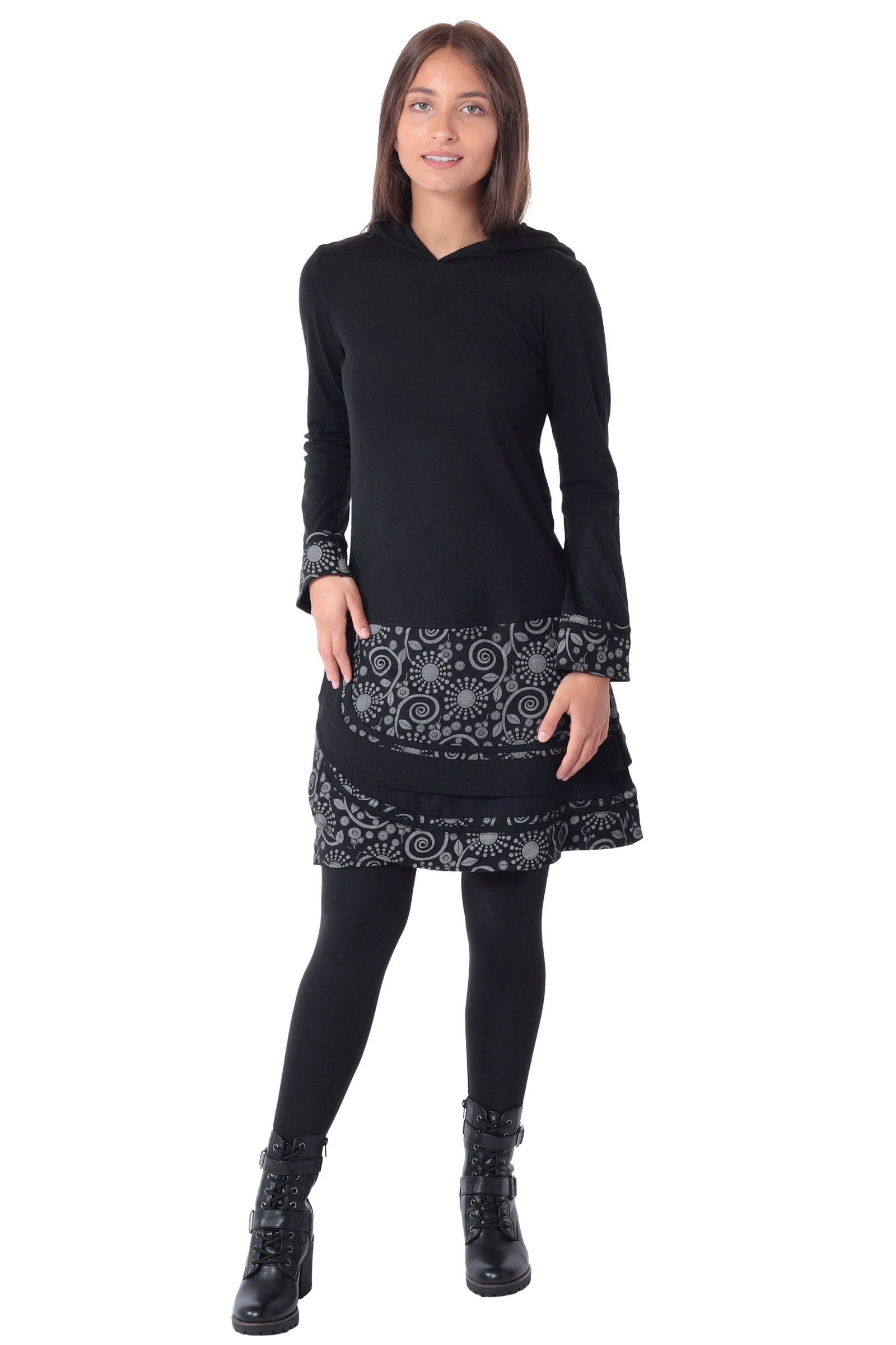 PUREWONDER Sweatkleid Elfenkleid aus Baumwolle mit Zipfelkapuze Nr. 186 Sch günstig online kaufen