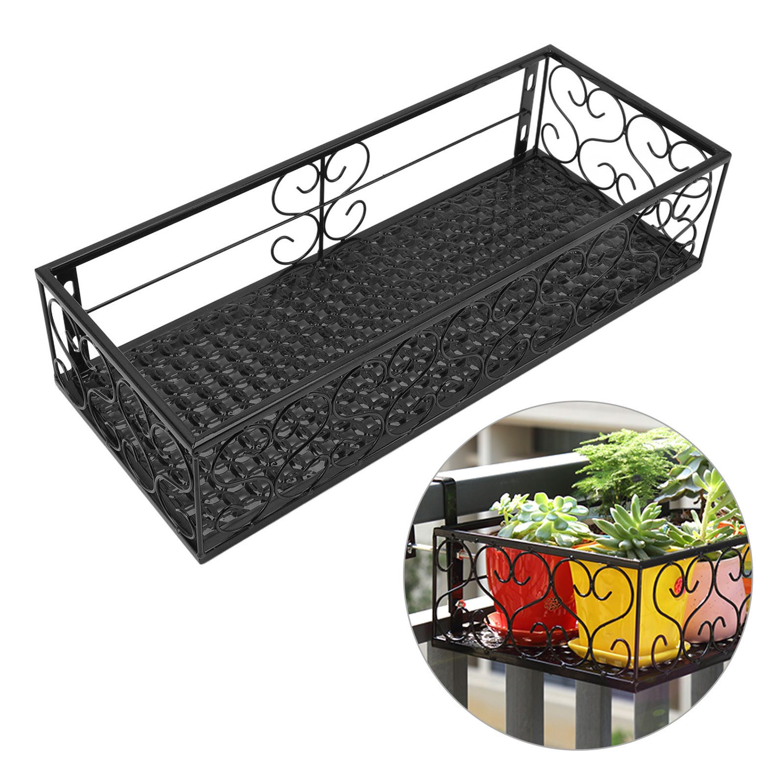 GARRYFIZH Blumenkasten Balkon Blumenkastenhalter Metall 50cm Hängeregal für Geländer, Platzsparendes Pflanzenregal aus Eisen, robust & montageleicht
