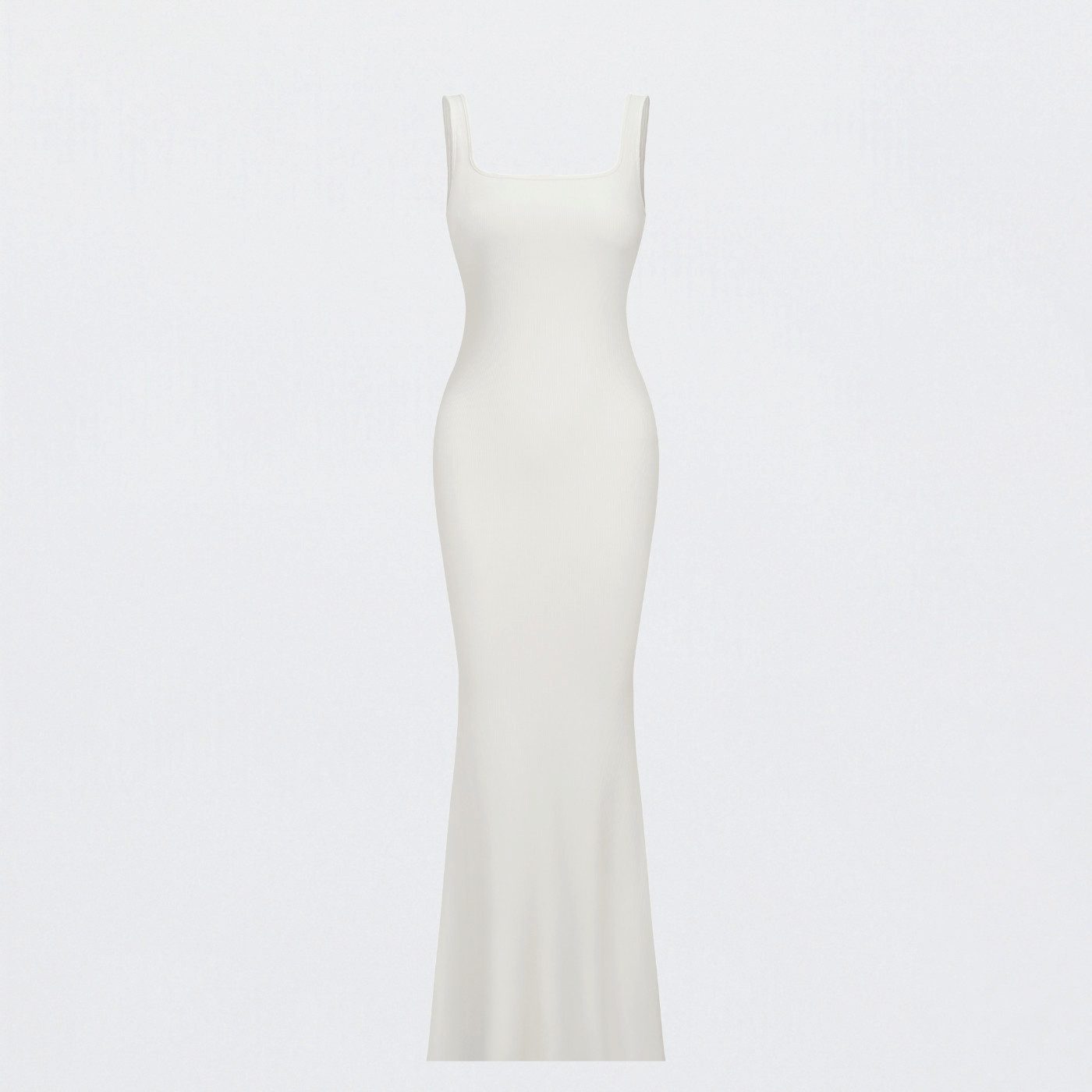 Creamy Fabrics Jerseykleid Ribbed Tank Top Maxikleid-Snow White-2XL (1-tlg)