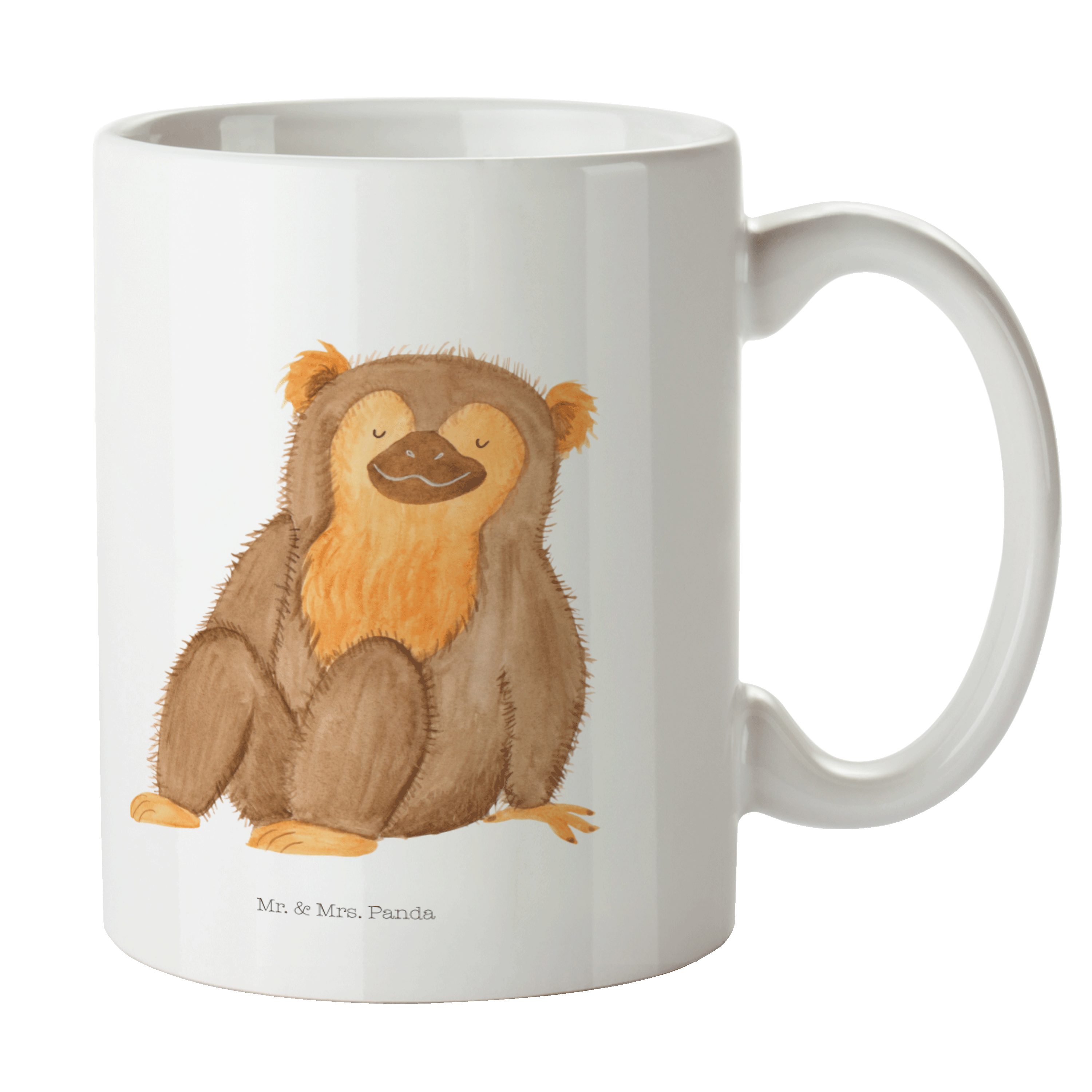 Mr. & Mrs. Panda Tasse Affe - Weiß - Geschenk, Tasse, Affen, Büro Tasse, Becher, Selbstachtu, Keramik | Tassen