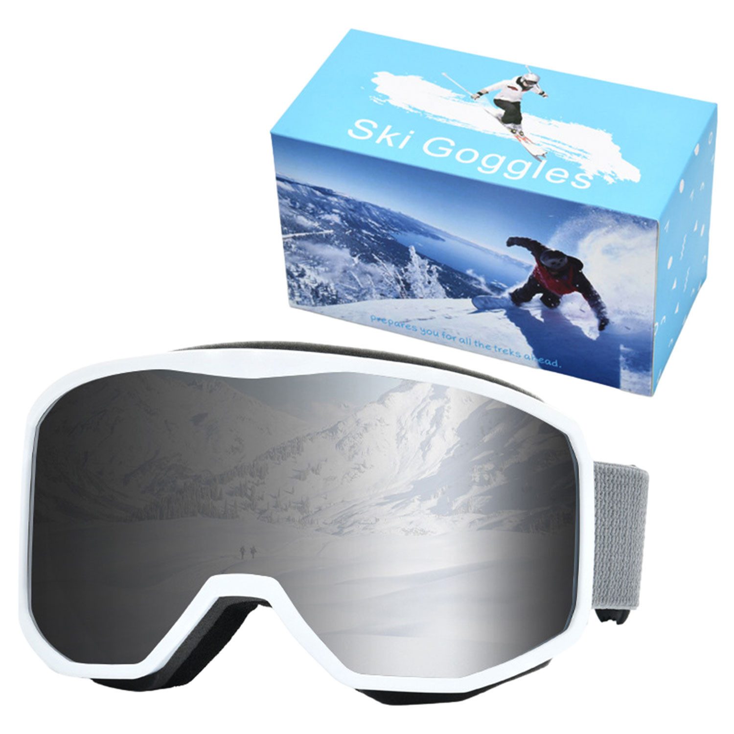 Refttenw Skibrille Outdoor Skibrille,UV-Schutz, Antibeschlag, Verstellbares, OTG-Design