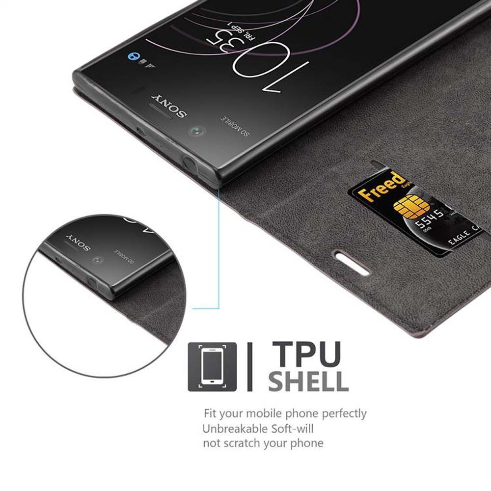 Cadorabo Handyhülle für Sony Xperia XZ1 Hülle Sony Xperia XZ1, Hülle Schutzhülle mit Standfunktion, Magnetverschluss und Kartenfach
