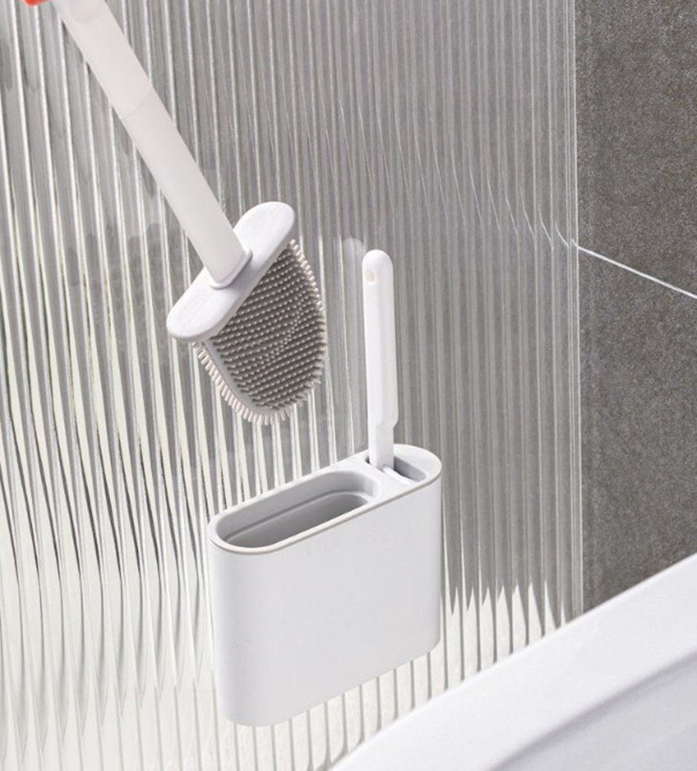 XDeer Badaccessoire-Set 2/3 Stück Griff Silikon,WC mit, langem 2 Wandmontage Flexibel tlg., Bürste Toilettenbürste Halter,Klobürste mit mit blue Schnelltrocknendem