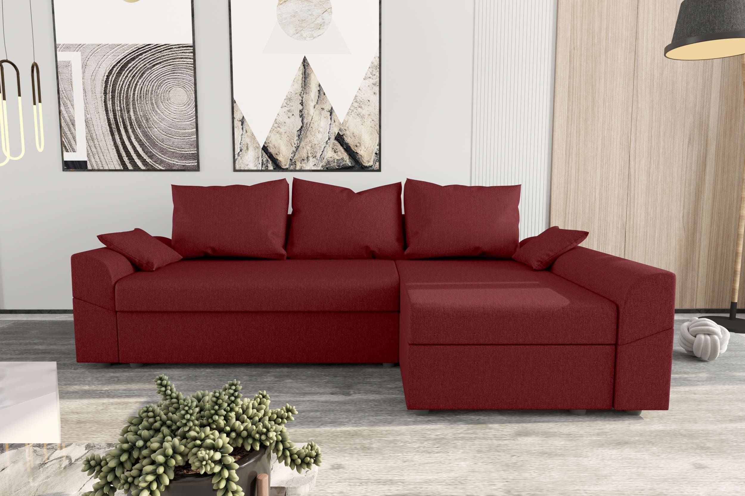 Ecksofa L-Form, mit Stylefy Modern mit Sitzkomfort, Eckcouch, Aurora, Sofa, Design Bettfunktion, Bettkasten,