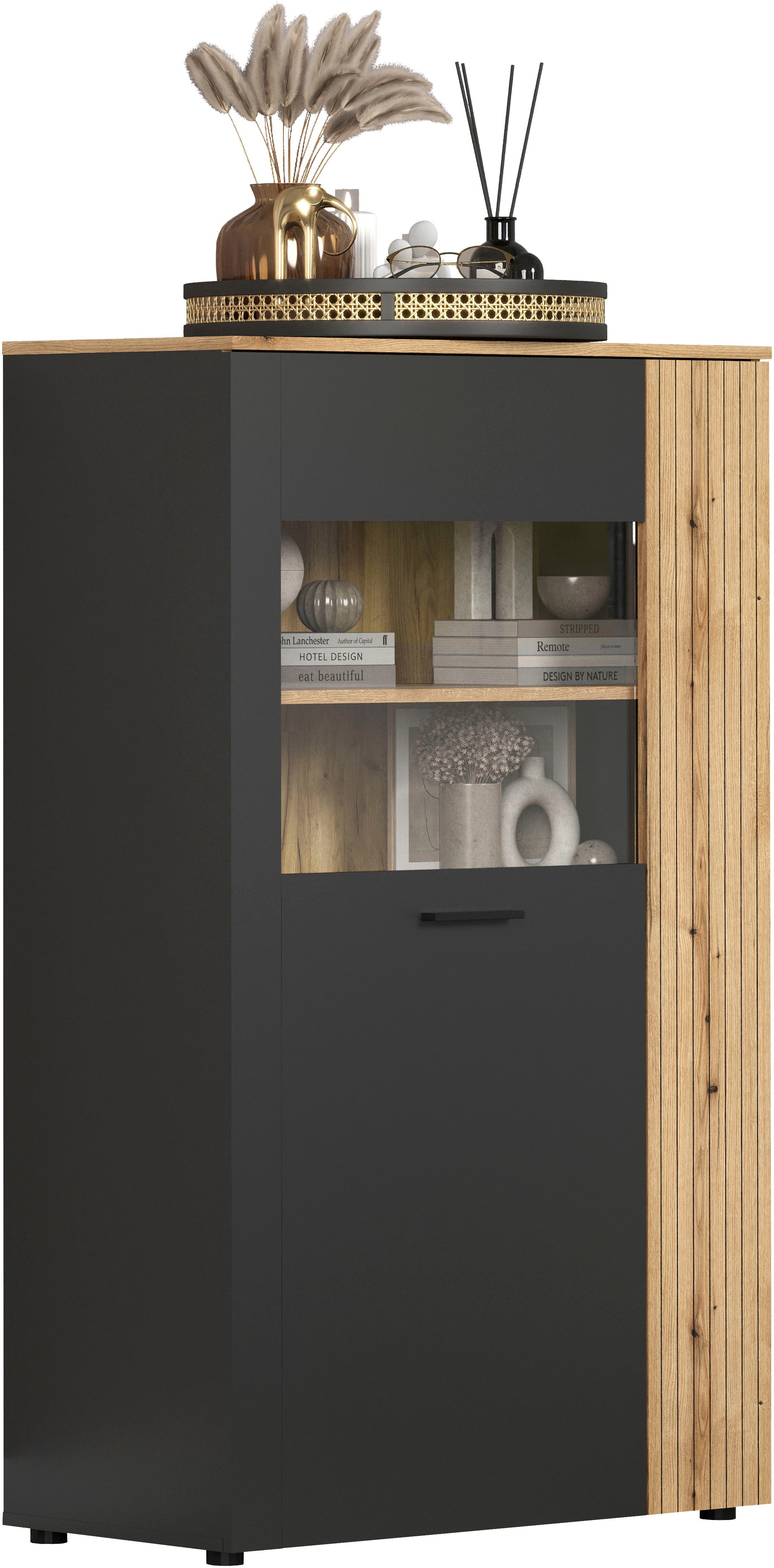 Home affaire Highboard Estepona (1 St), Highboard mit 2 Türen - (B/T/H) 90/42/146 cm