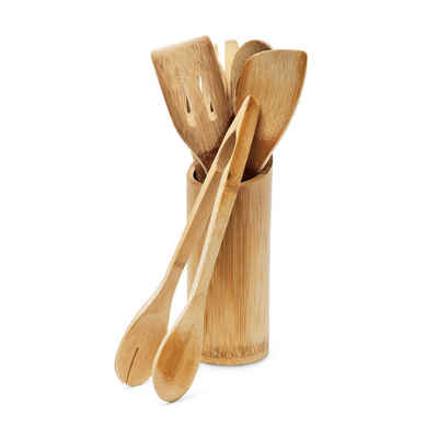 relaxdays Kochbesteck-Set Küchenhelfer Set 7tlg. Bambus