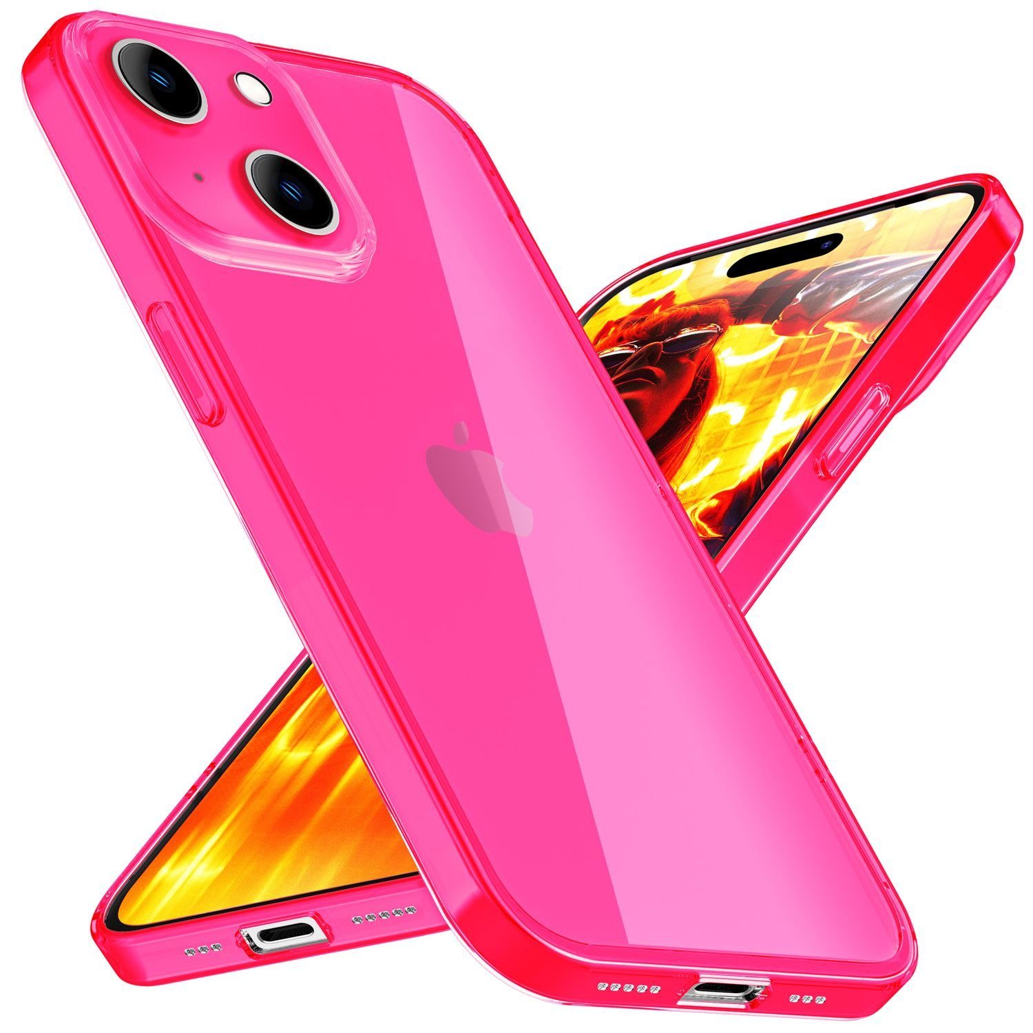Nalia Smartphone-Hülle Apple iPhone 15 15,5 cm (6,1 Zoll), Klare Neon Silikon Hülle / Bunt / Durchsichtig Transparent / Slim Case