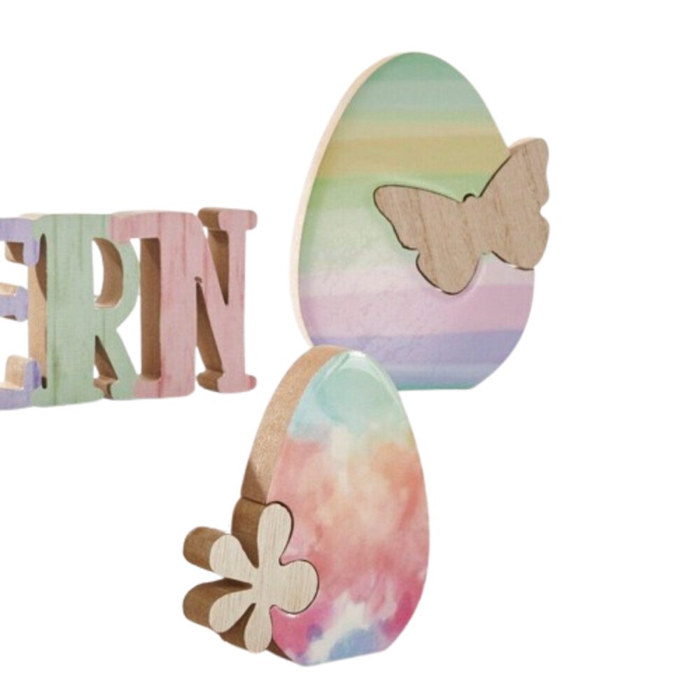 Home-trends24.de Osterei Pastell Osterdeko Osterei Ostereier Blume Schmetterling Bunt Ostern (2 St)