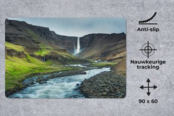 MuchoWow Gaming Mauspad Die Landschaft des Hengifoss (1-St), Büro für Tastatur und Maus, Mousepad Gaming, 90x60 cm, XXL, Großes