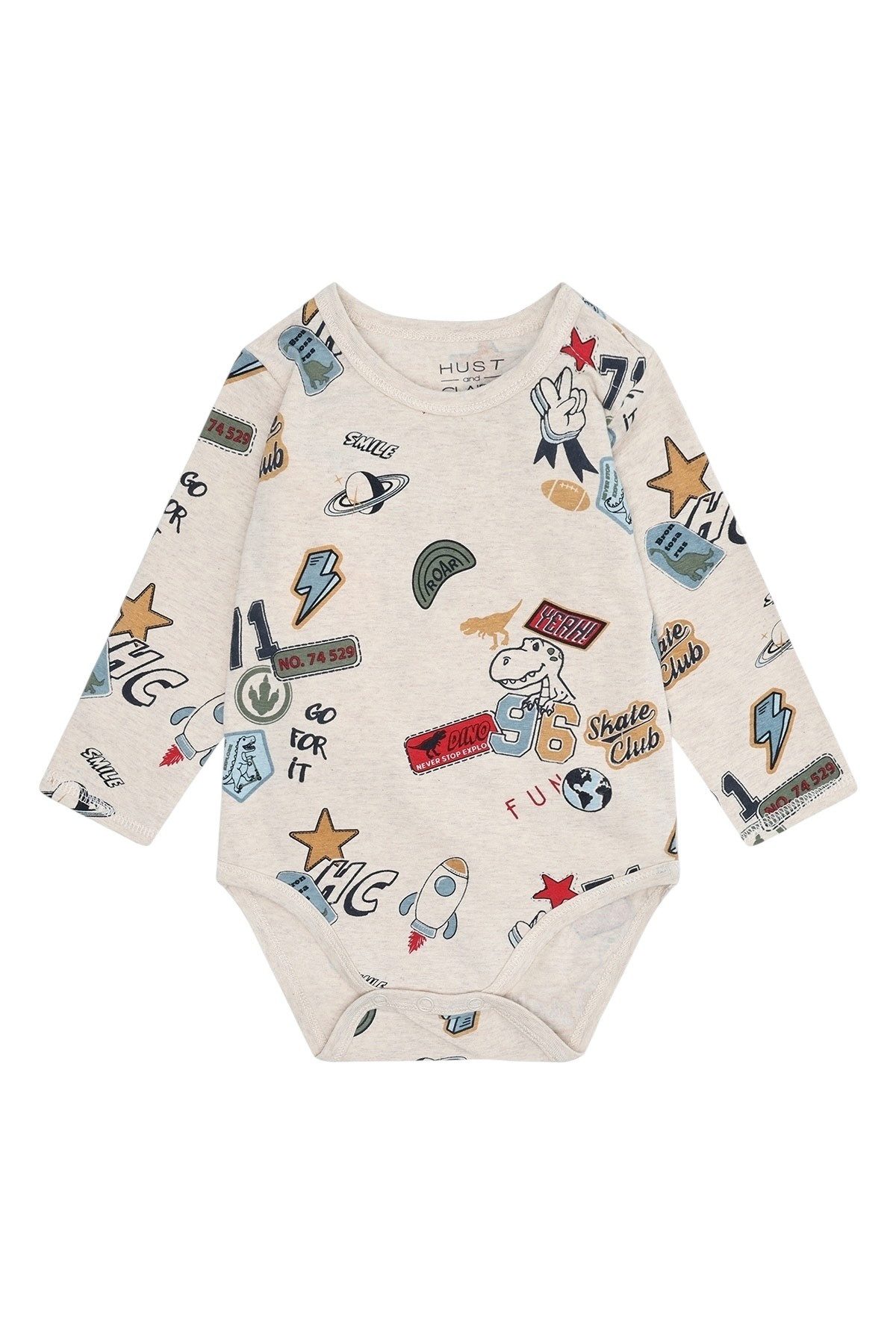Hust & Claire Langarmbody Buster Badges (1-tlg) Hust & Claire Baby Body „Buster Badges“ Langarm, Allover-Print
