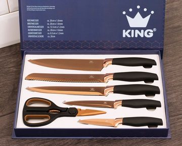 KING Messer-Set TITANIUM ROSÉ (Set, 6-tlg), 5 Küchenmesser, 1 Schere, beschichtete Messer- und Scherenklinge