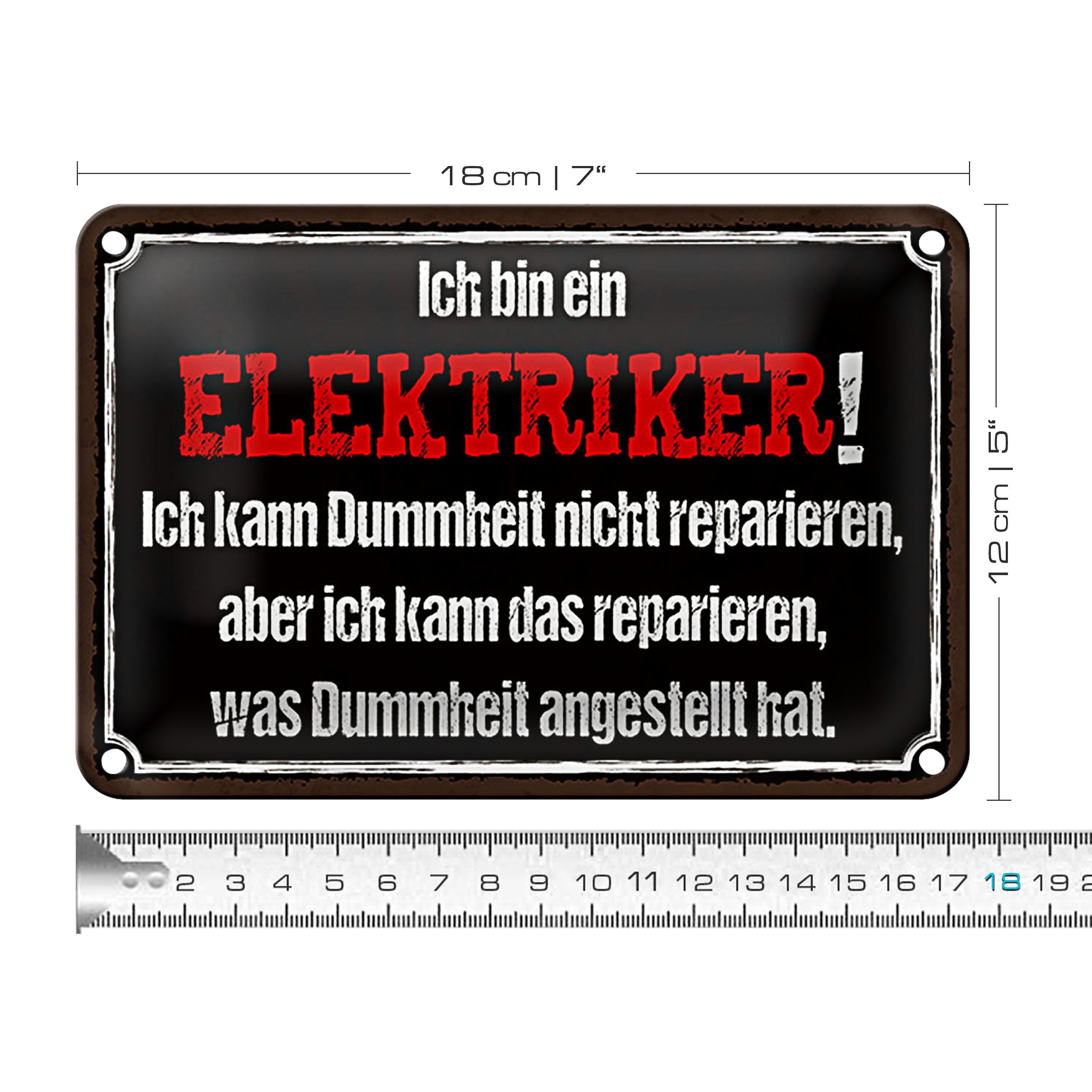 Roomando Metallschild Spruch 18x12cm bin Elektriker kann reparieren günstig online kaufen