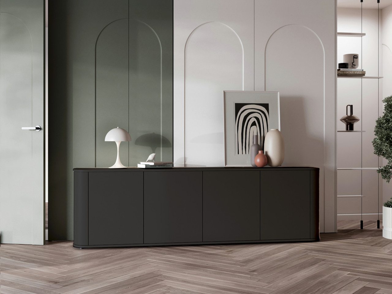 MOEBLINE Kommode Kommode Sideboard 4D AZILLO schwarz