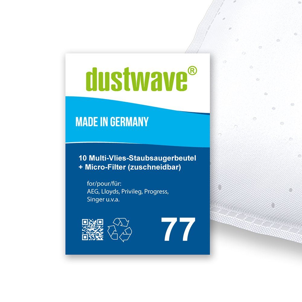 Dustwave Staubsaugerbeutel Sparpack, passend für AquaPur AE 800 / AE800, 10 St., Sparpack, 10 Staubsaugerbeutel + 1 Hepa-Filter (ca. 15x15cm - zuschneidbar)